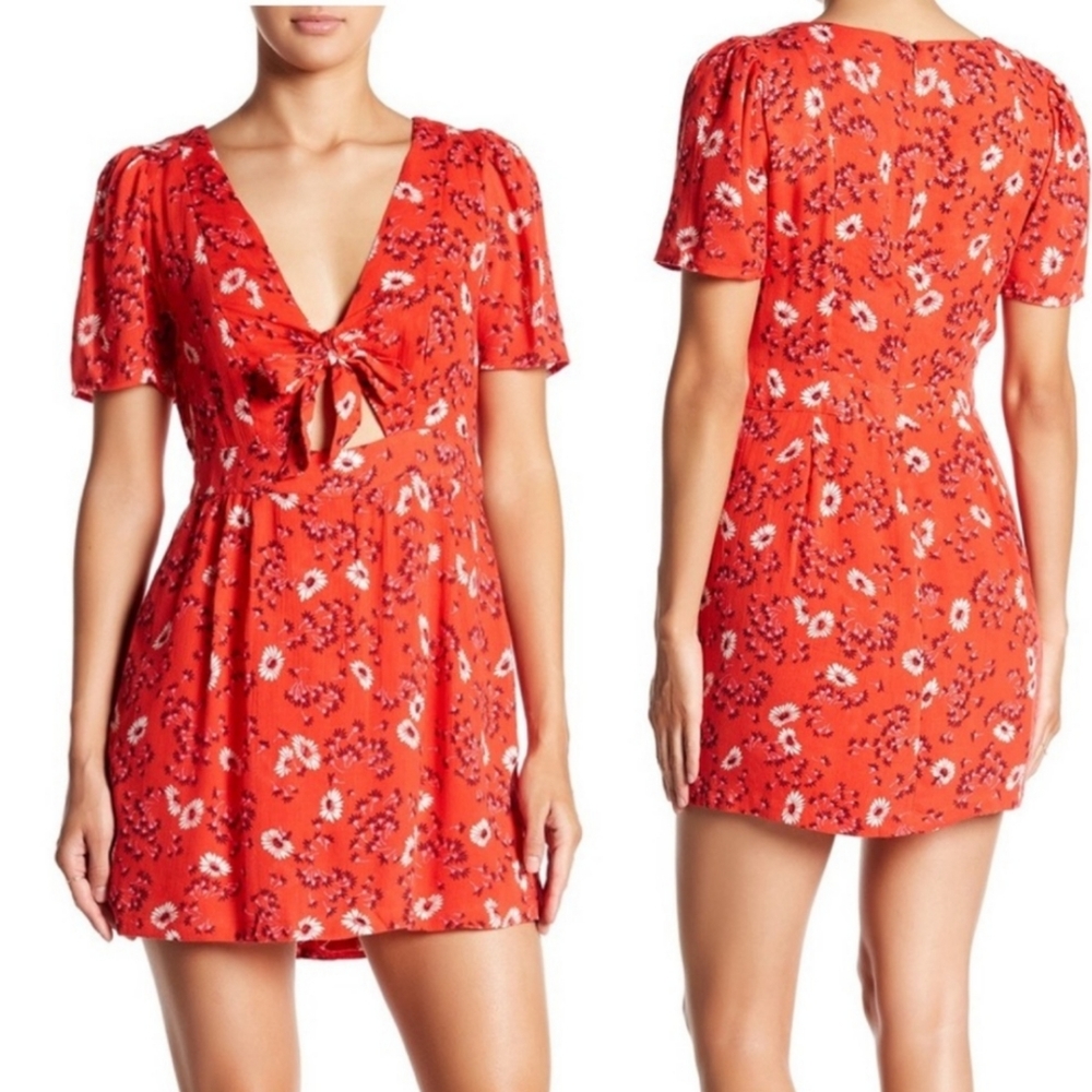 Free People Red Floral Mini Dress